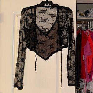 Tiger Mist Black Lace Overlay Top🖤